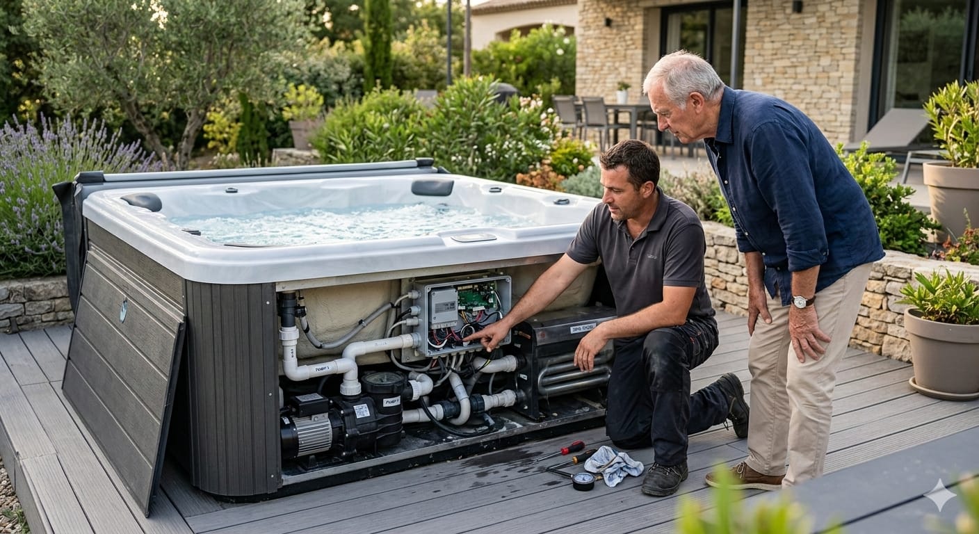 Technicien EdenSpa en diagnostic avec un client
