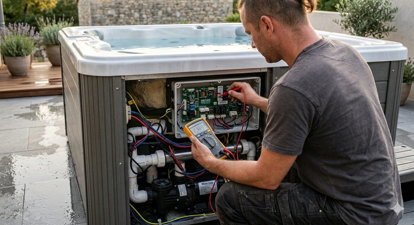 Technicien EdenSpa déplaçant un spa